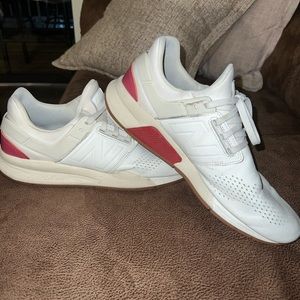 New Balance 247 maroon and white/cream more of a white